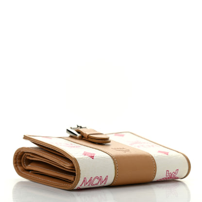 MCM Visetos Trifold Wallet Pink White 4 of 9