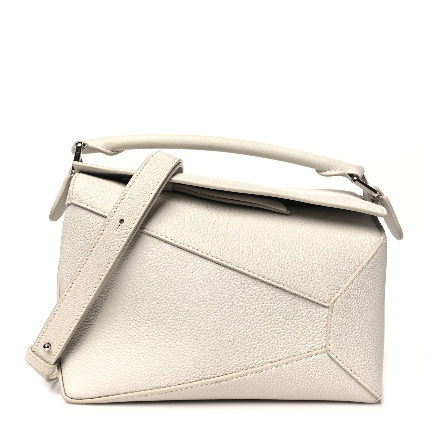 Soft Grained Calfskin Small Puzzle Edge Bag Soft White
