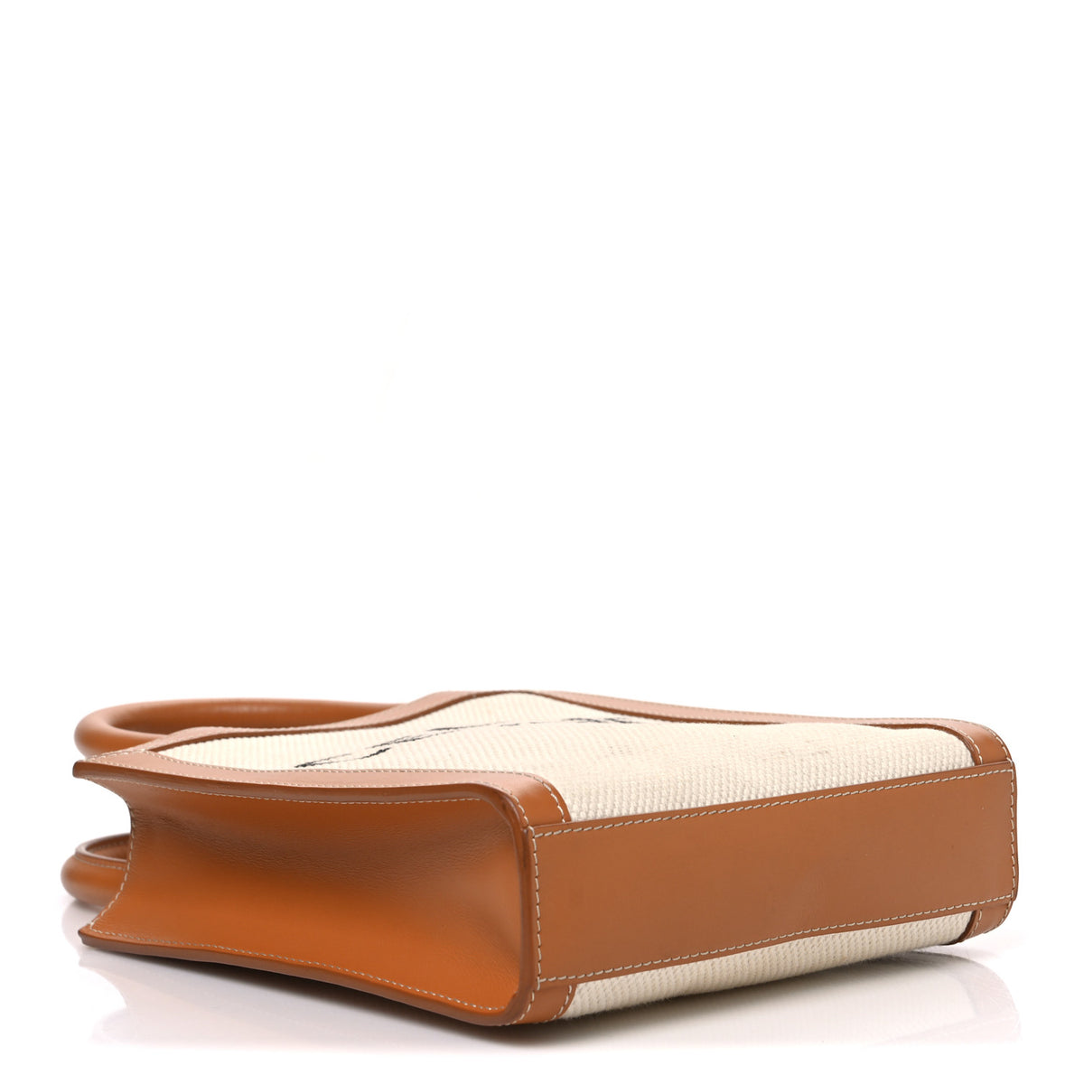 Canvas Calfskin Mini Vertical Cabas Natural Tan