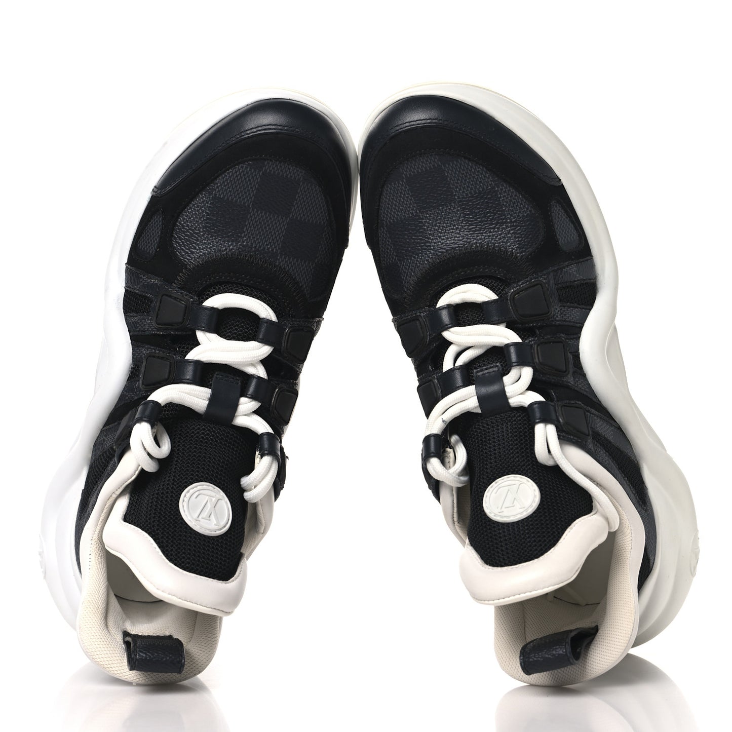 Calfskin Technical Nylon Damier Graphite LV Archlight Sneakers 36 Black White