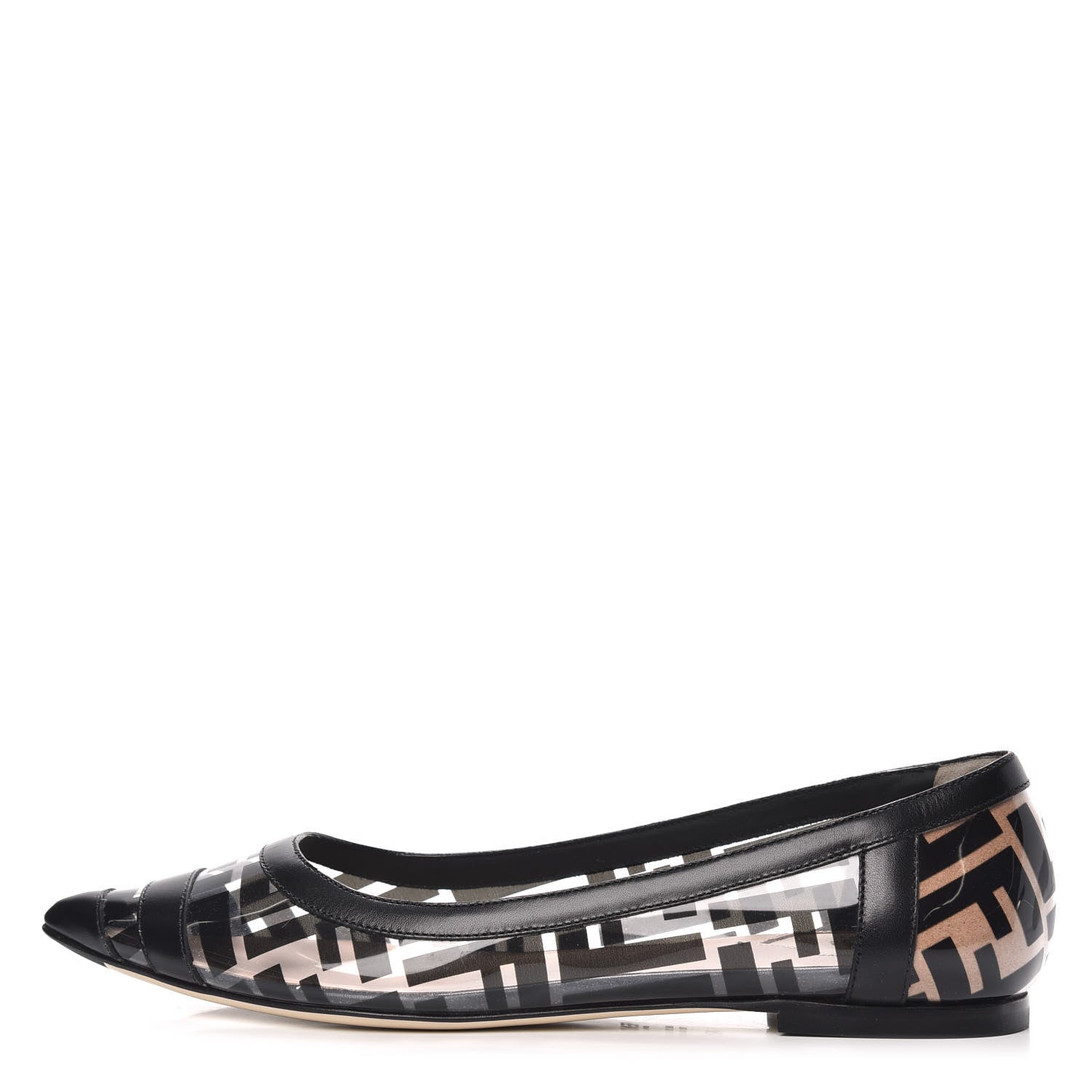 Fendi PVC Calfskin FF Colibri Ballerina Flats 37 Black 1 of 7