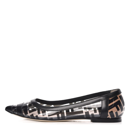 Fendi PVC Calfskin FF Colibri Ballerina Flats 37 Black 1 of 7