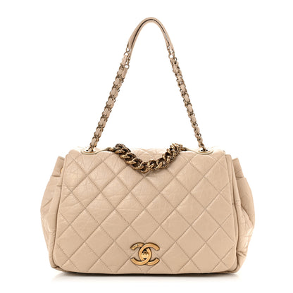 Chanel Aged Calfskin Quilted Large Pondichery Flap Beige 1 of 10