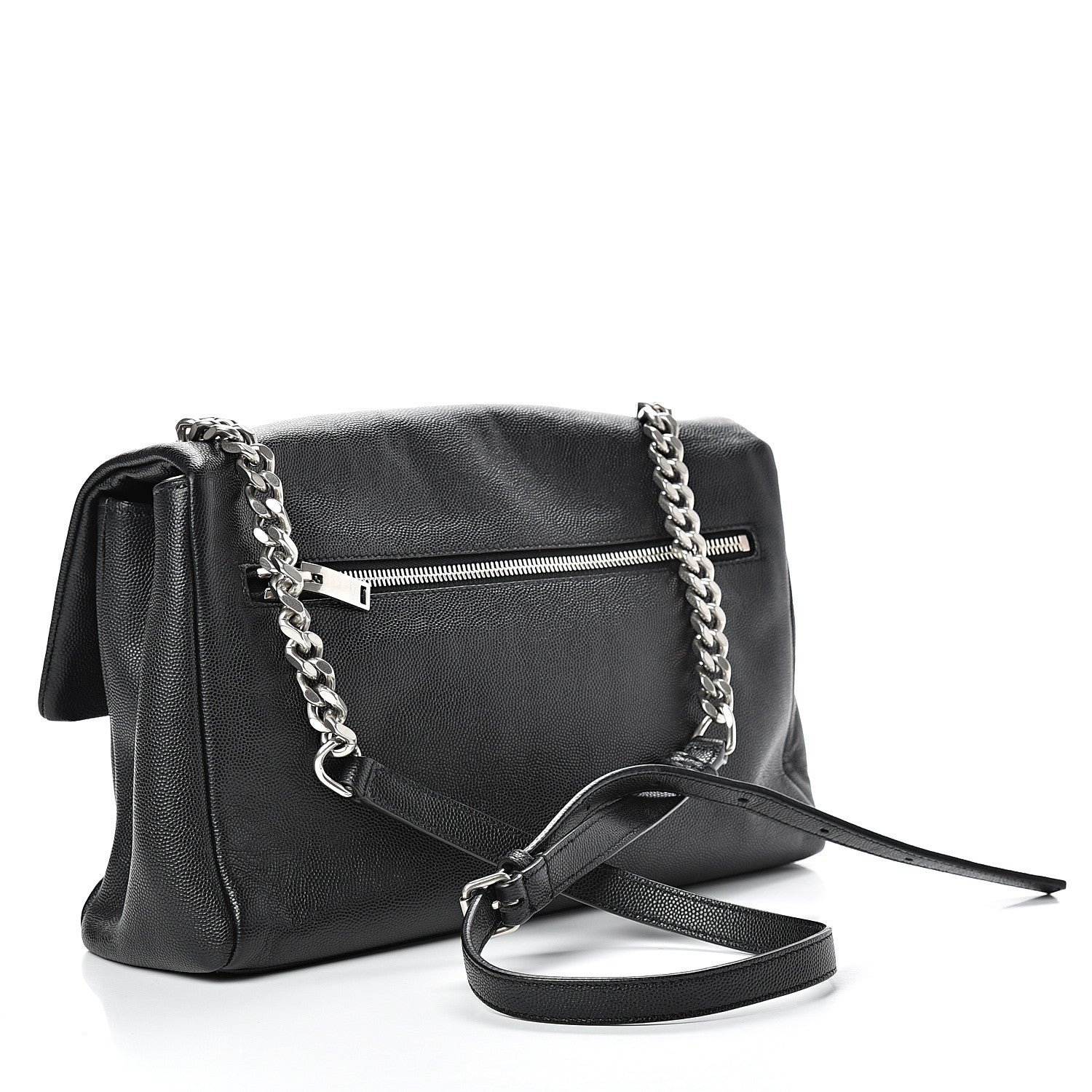 Saint Laurent Grain De Poudre Medium West Hollywood Monogram Fold-Over Black 2 of 10