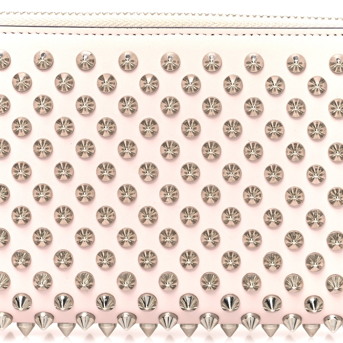 Calfskin Panettone Spiked Zip Around Wallet Light Pink