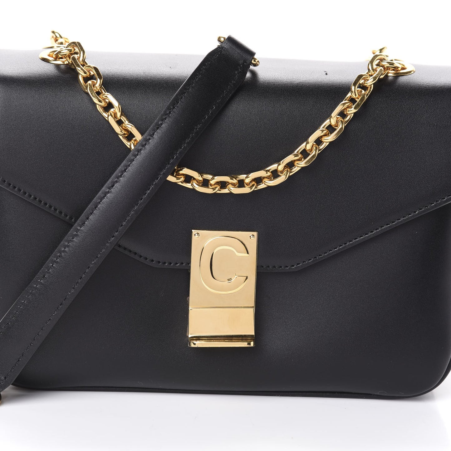 Shiny Calfskin Medium C Bag Black