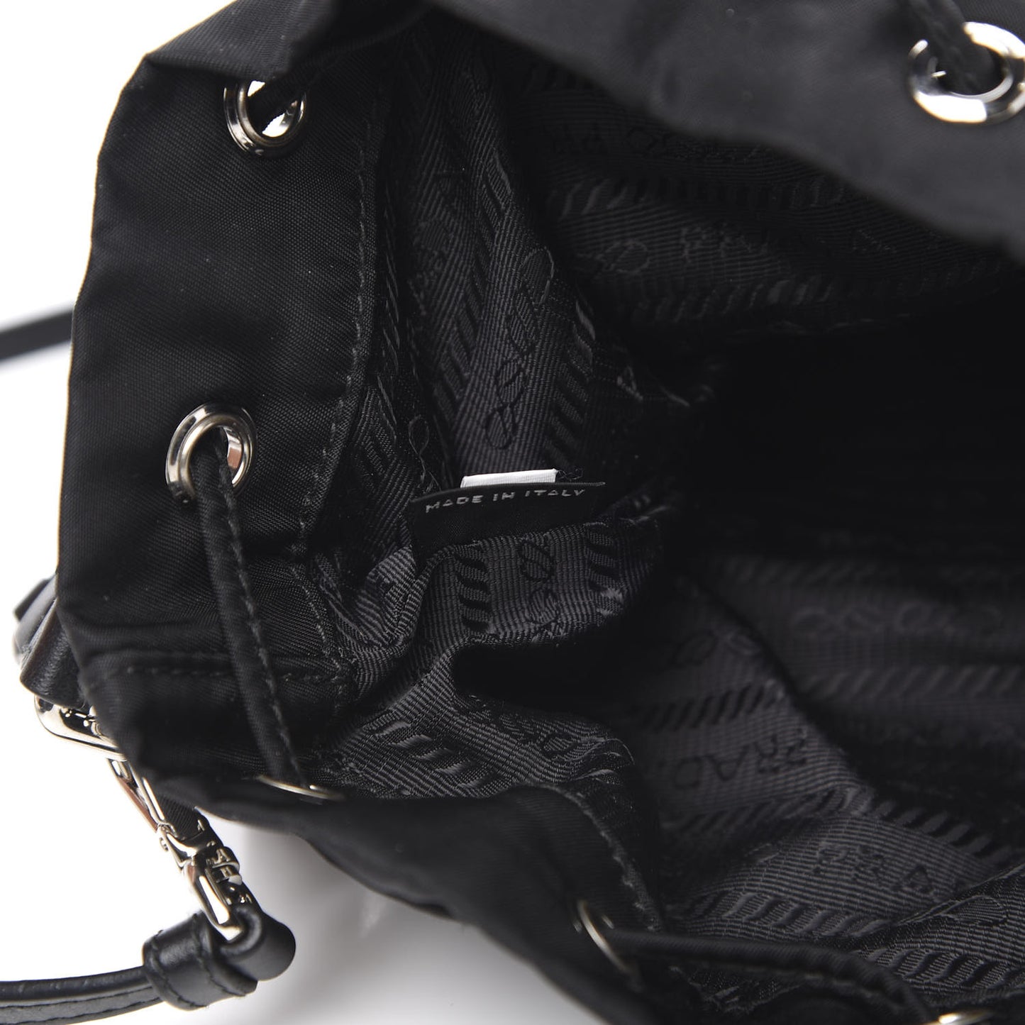 Tessuto Nylon Studded New Vela Mini Bucket Crossbody Bag Black