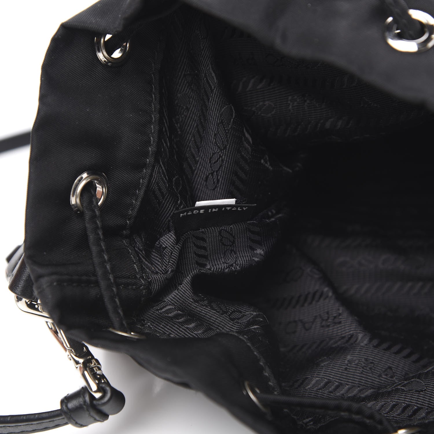 Prada Tessuto Nylon Studded New Vela Mini Bucket Crossbody Bag Black 7 of 9