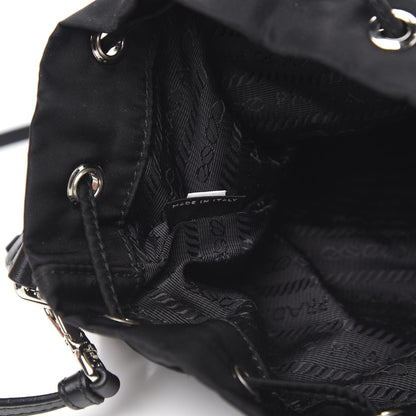 Prada Tessuto Nylon Studded New Vela Mini Bucket Crossbody Bag Black 7 of 9