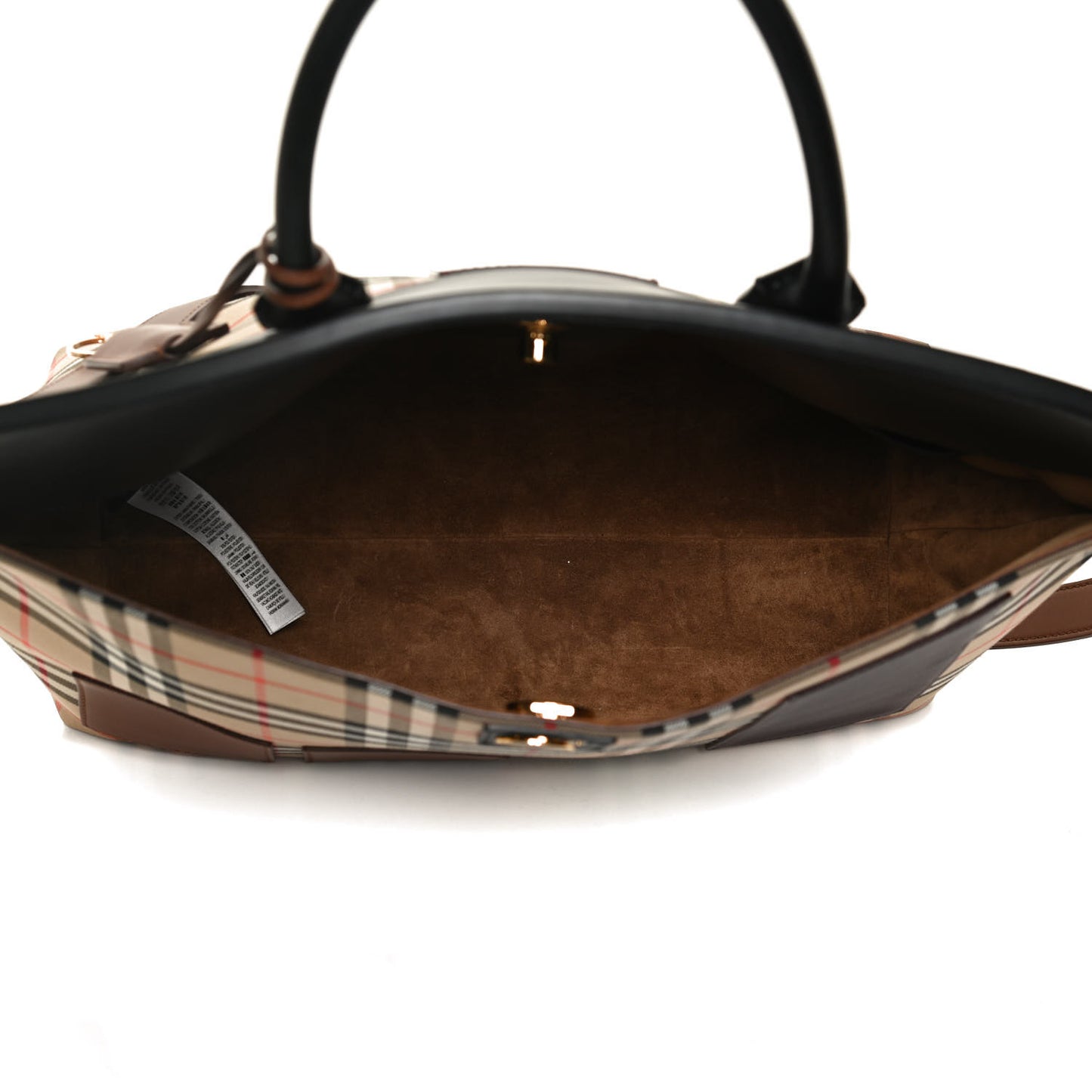 Calfskin House Check Medium Society Top Handle Bag Archive Beige Black