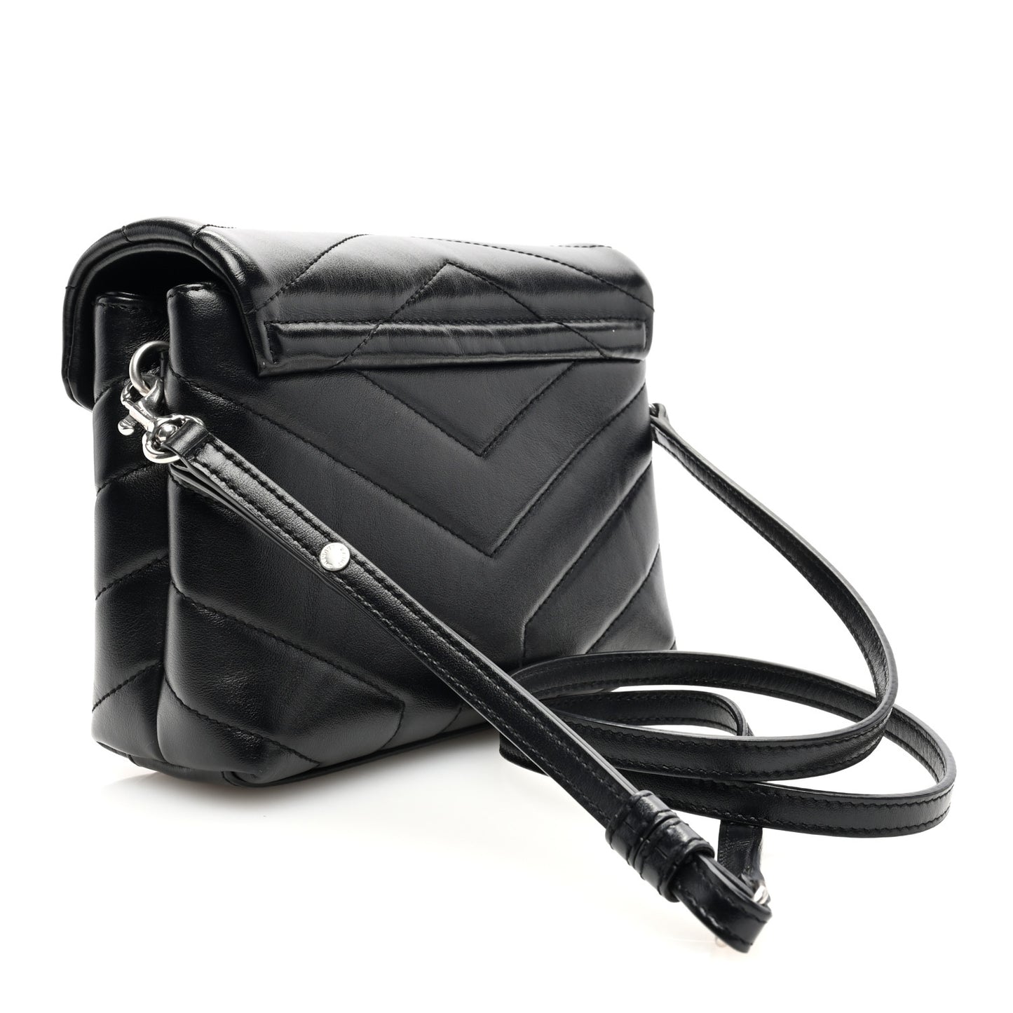 Calfskin Y Quilted Monogram Toy Loulou Crossbody Bag Black