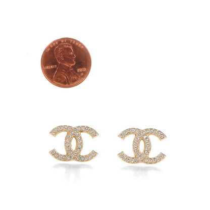 Chanel Crystal CC Earrings Gold 2 of 5