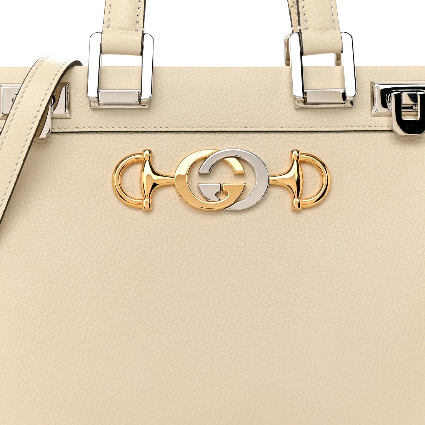 Grainy Calfskin Small Zumi Top Handle Bag Mystic White