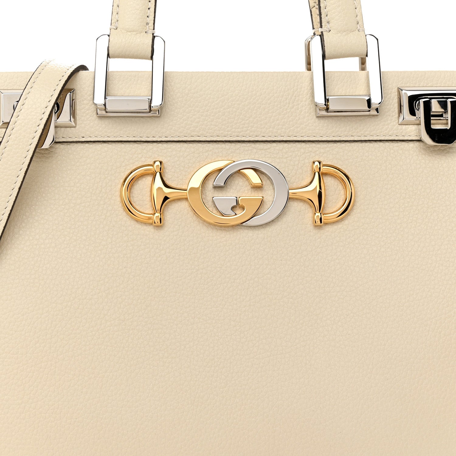 Gucci Grainy Calfskin Small Zumi Top Handle Bag Mystic White 8 of 10