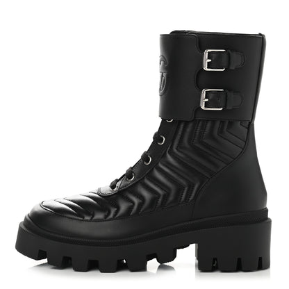 Gucci Nappa Frances GG Matelasse Platform Combat Boots 36 Black 1 of 9