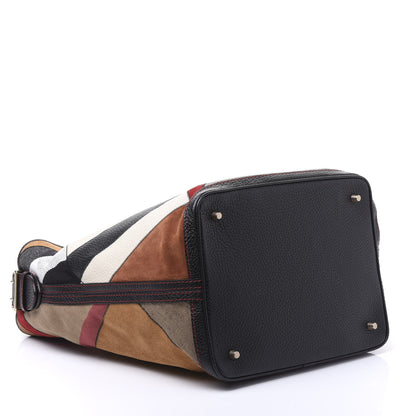 Burberry Grainy Calfskin Suede Canvas Mega Check Patchwork Medium Ashby Hobo Multicolor 3 of 11