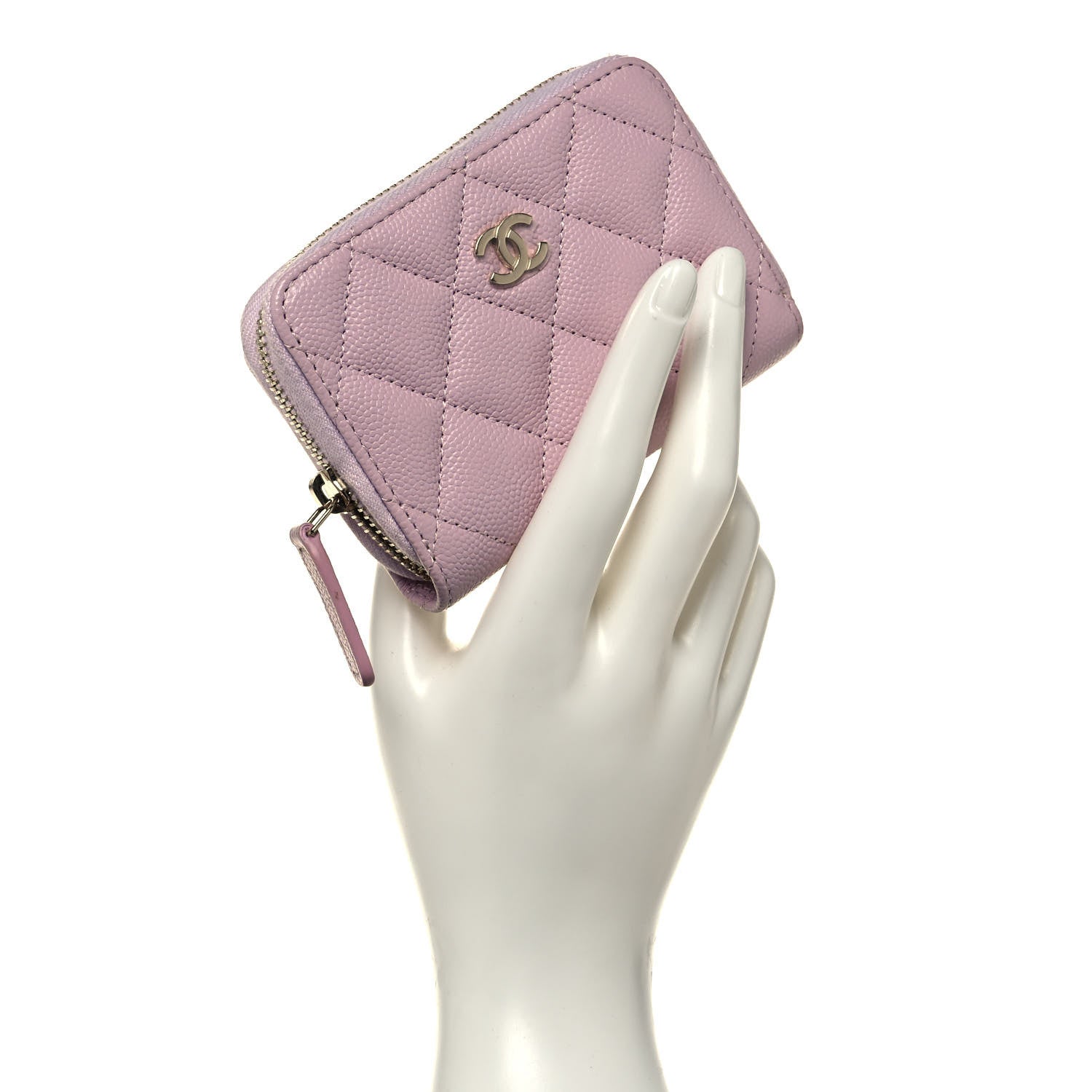 Chanel Caviar Quilted Zip Coin Purse Light Pink 2 of 13