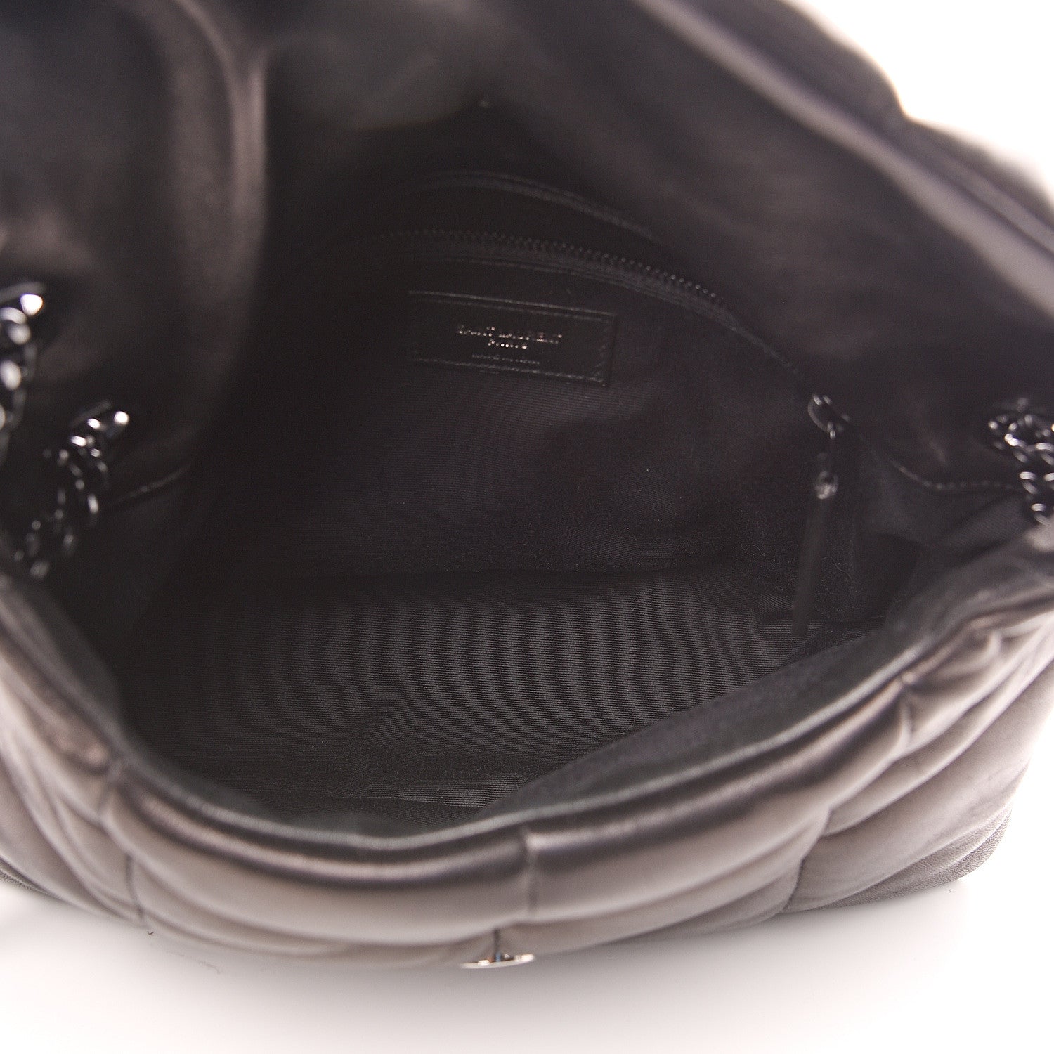 Saint Laurent Lambskin Quilted Small Loulou Puffer Monogram Chain Satchel Black 4 of 11