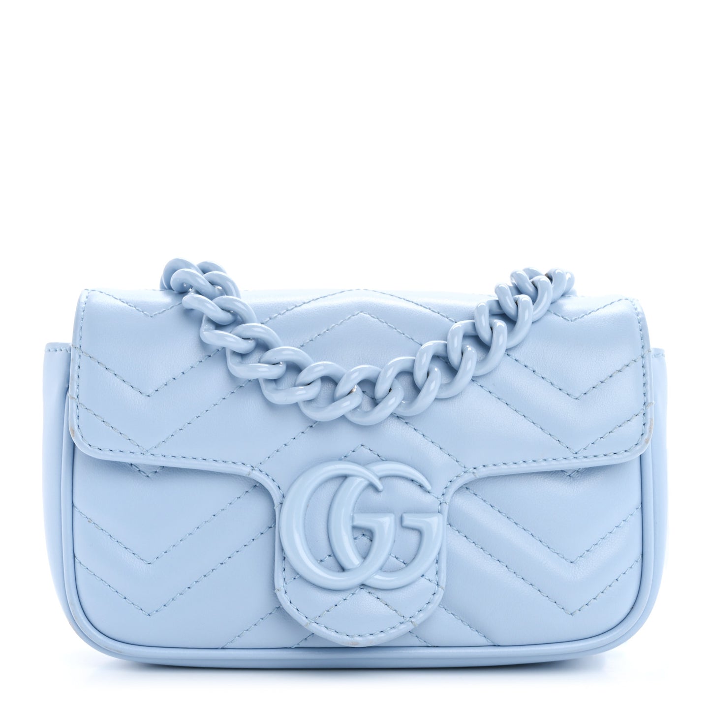 Calfskin Matelasse Monochrome GG Marmont Chain Belt Bag Porcelain Light Blue