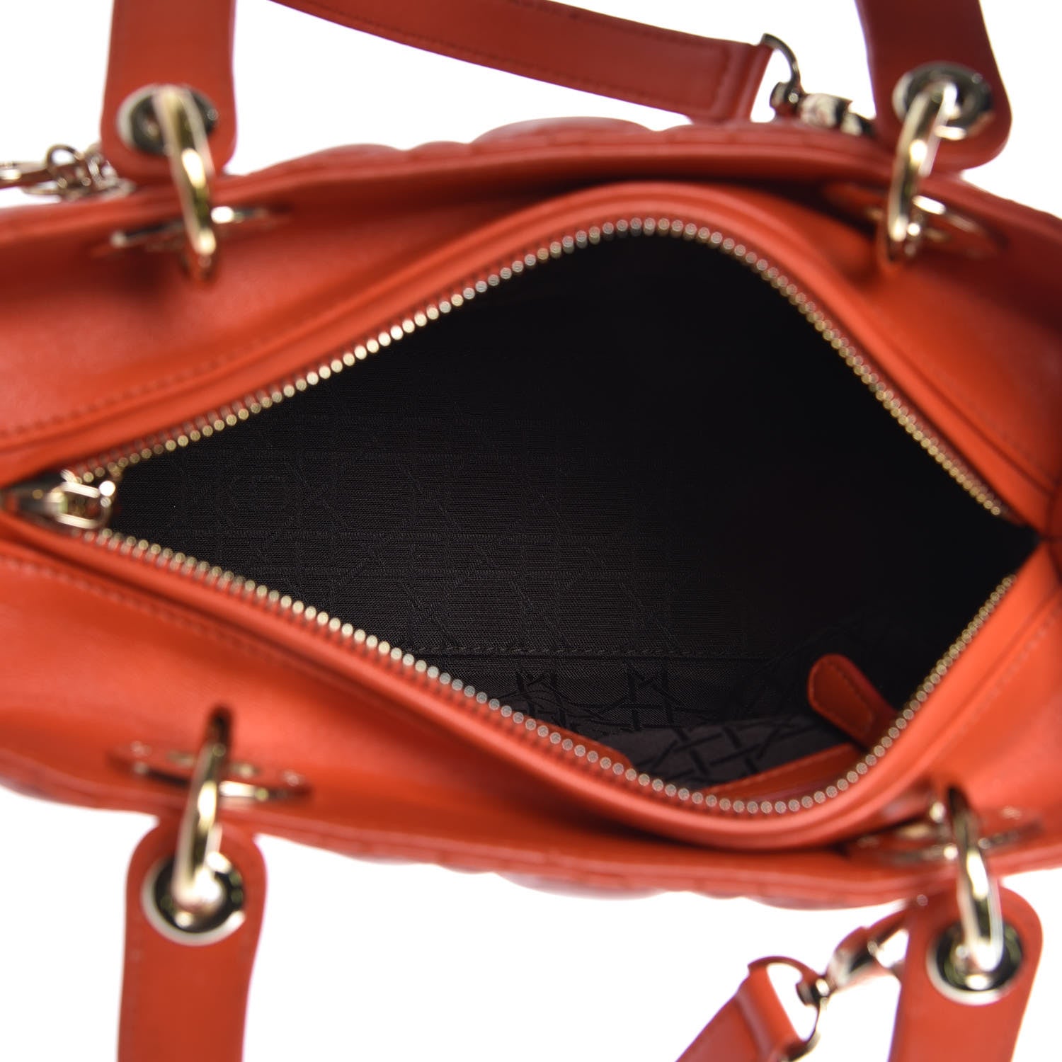 Christian Dior Lambskin Cannage Medium Lady Dior Orange 5 of 15
