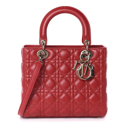 Christian Dior Lambskin Cannage Medium Lady Dior Red 1 of 12