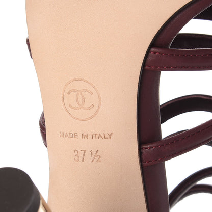 Chanel Calfskin CC Chain Sandals 37.5 Burgundy 6 of 9