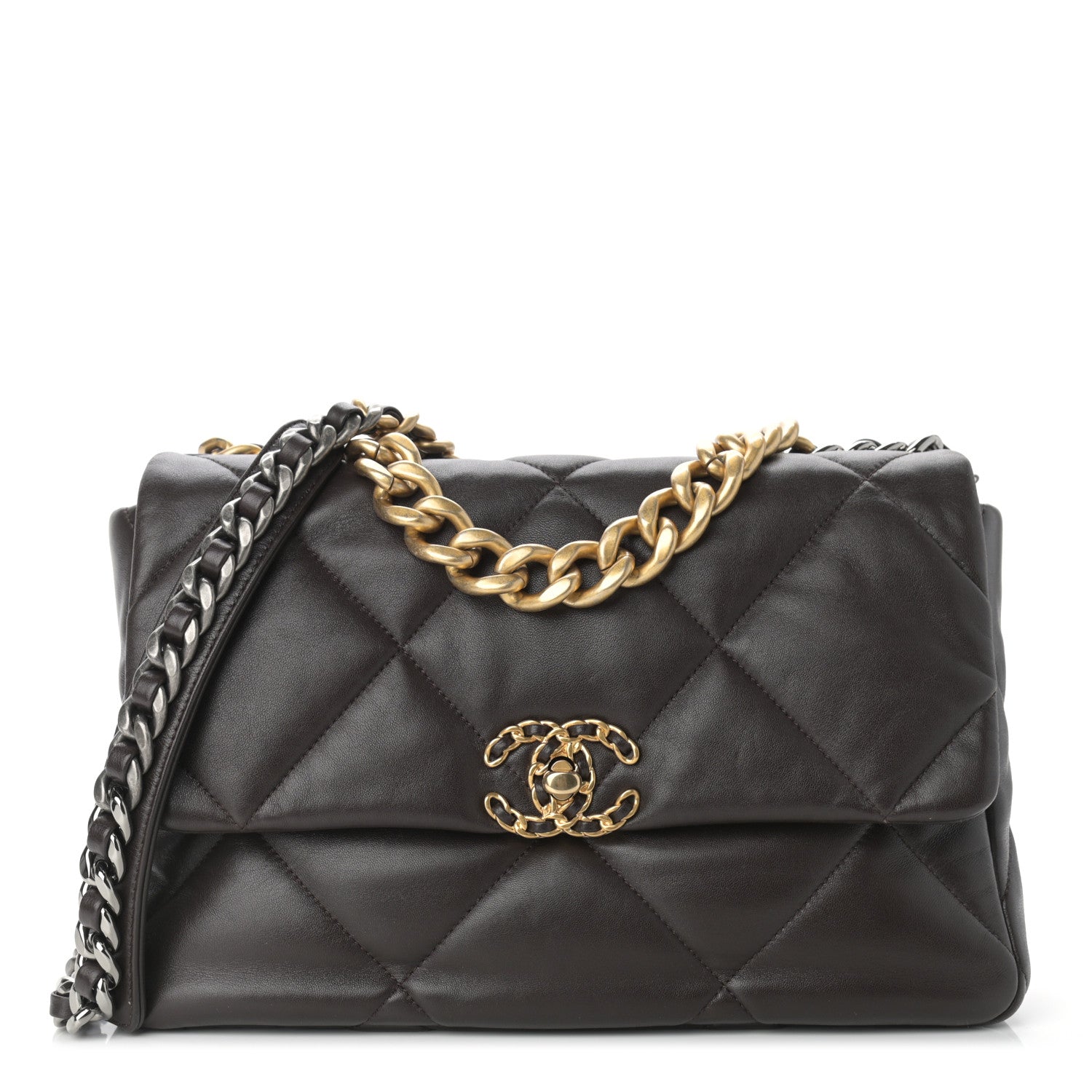 Chanel Lambskin Quilted Large Chanel 19 Flap Dark Brown 1 of 13