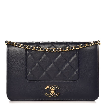 Chanel Sheepskin Quilted Mademoiselle Vintage Wallet On Chain WOC Navy 1 of 10