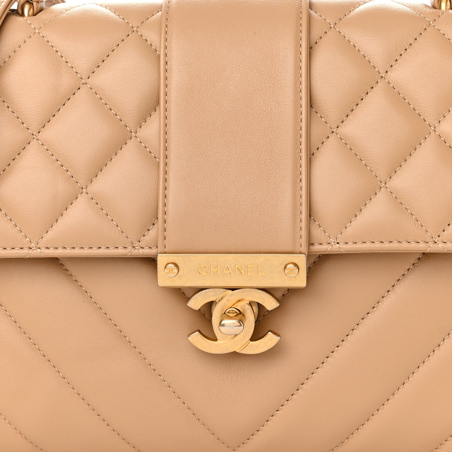 Chanel Calfskin Quilted Chevron In The City Bag Beige 8 of 12