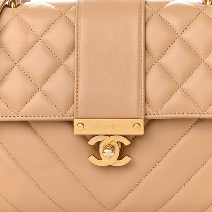 Chanel Calfskin Quilted Chevron In The City Bag Beige 8 of 12