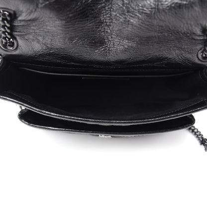 Saint Laurent Crinkled Calfskin Matelasse Monogram Baby Niki Chain Satchel Black 5 of 11