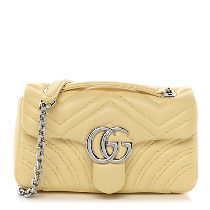 Gucci Lambskin Matelasse Small GG Marmont Shoulder Bag Yellow 1 of 10
