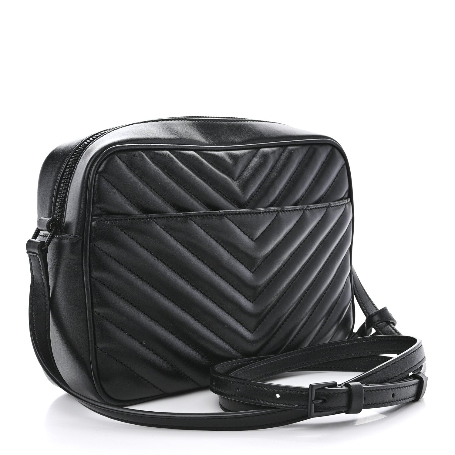 Saint Laurent Calfskin Matelasse Monogram Monochrome Lou Camera Bag Black 3 of 11