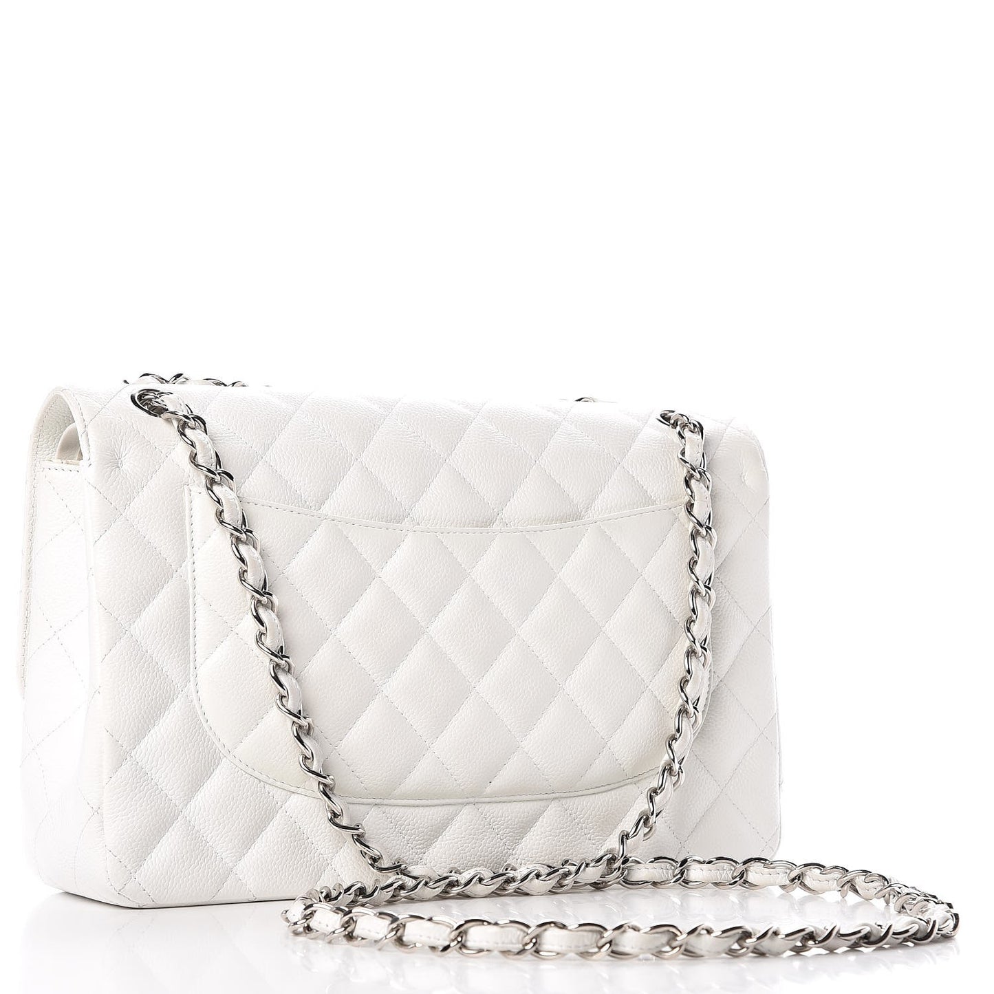 Caviar Quilted Jumbo Double Flap White