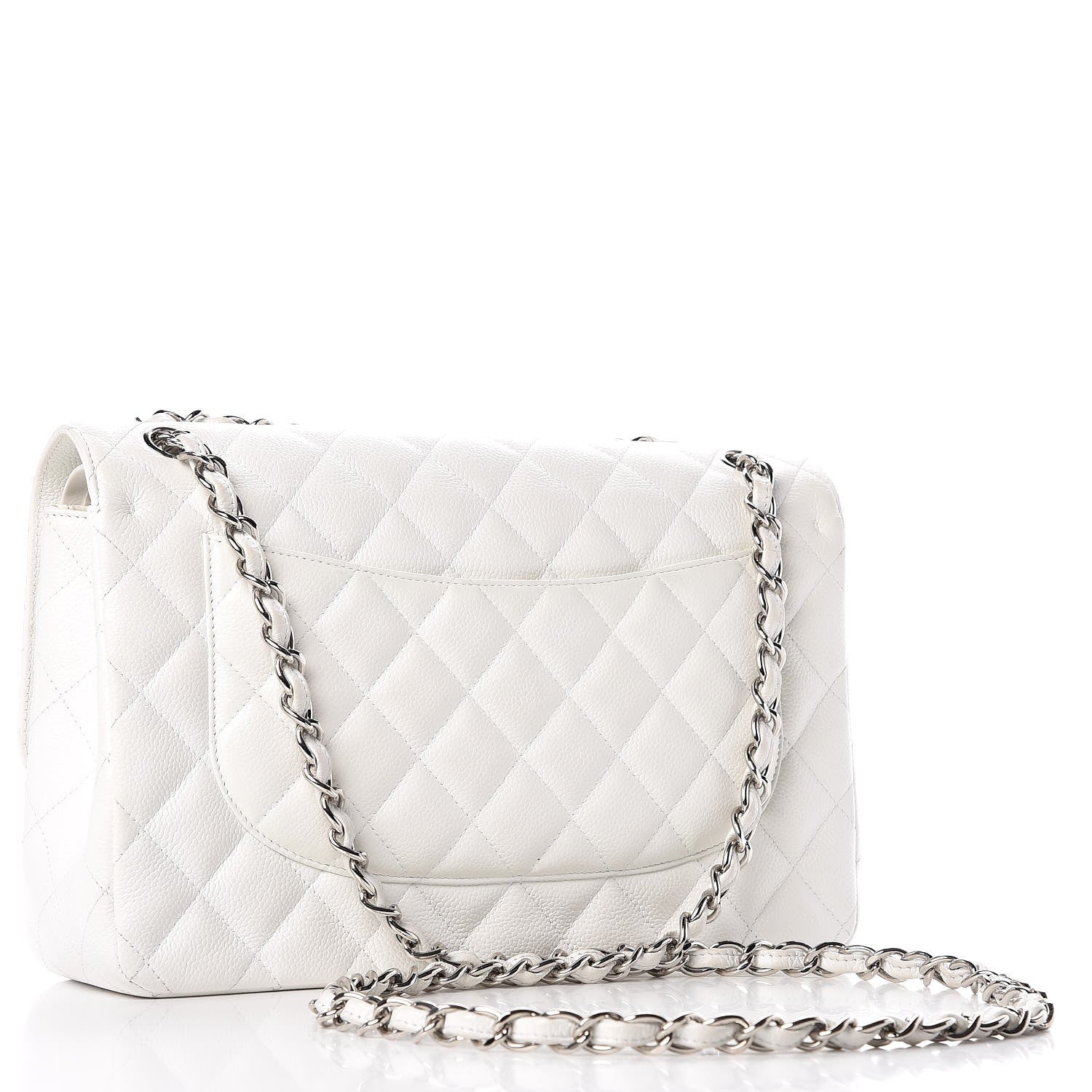 Chanel Caviar Quilted Jumbo Double Flap White 4 of 16