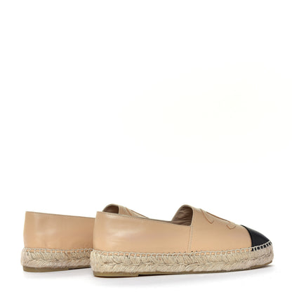 Chanel Lambskin CC Espadrilles 38 Beige Black 7 of 12