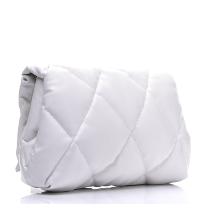 Balenciaga Nappa Calfskin Quilted Touch B Puffy Clutch White 3 of 9