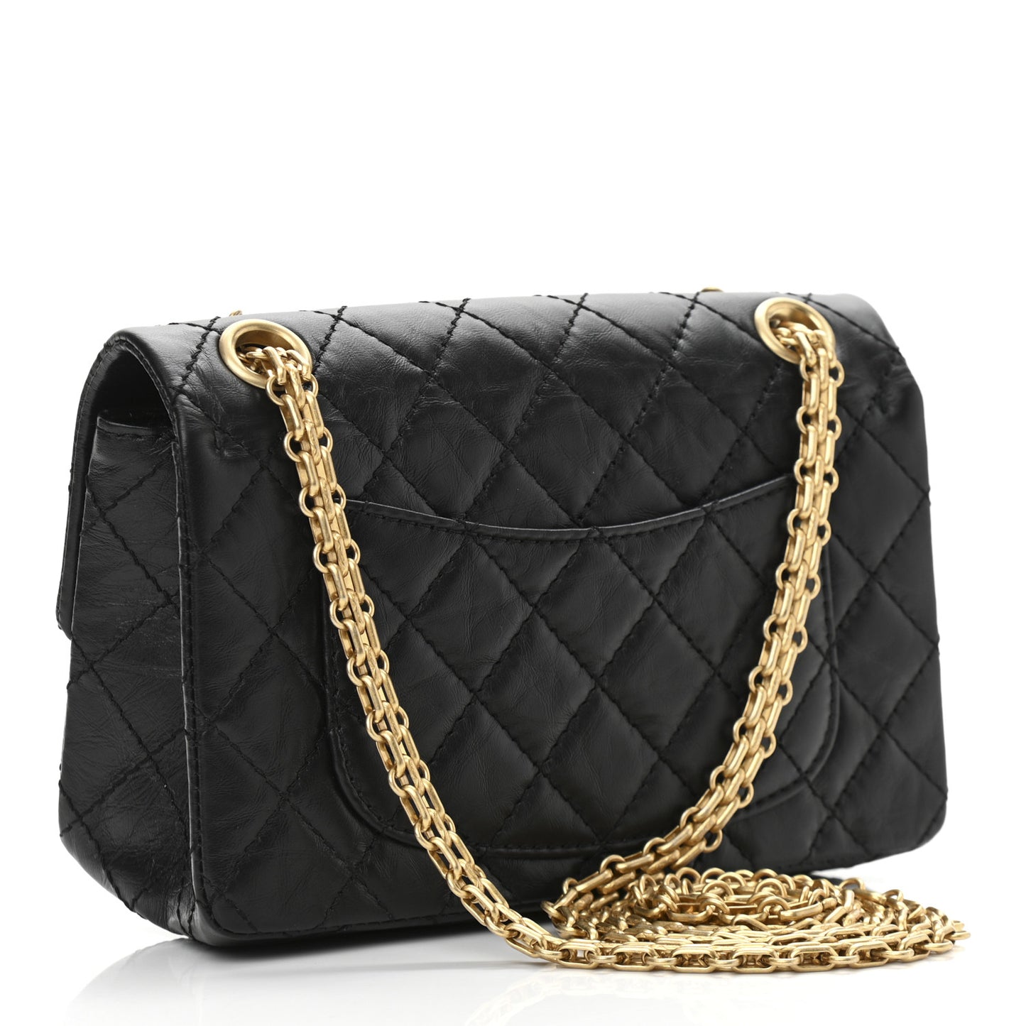 Aged Calfskin Quilted 2.55 Reissue Mini Flap Black