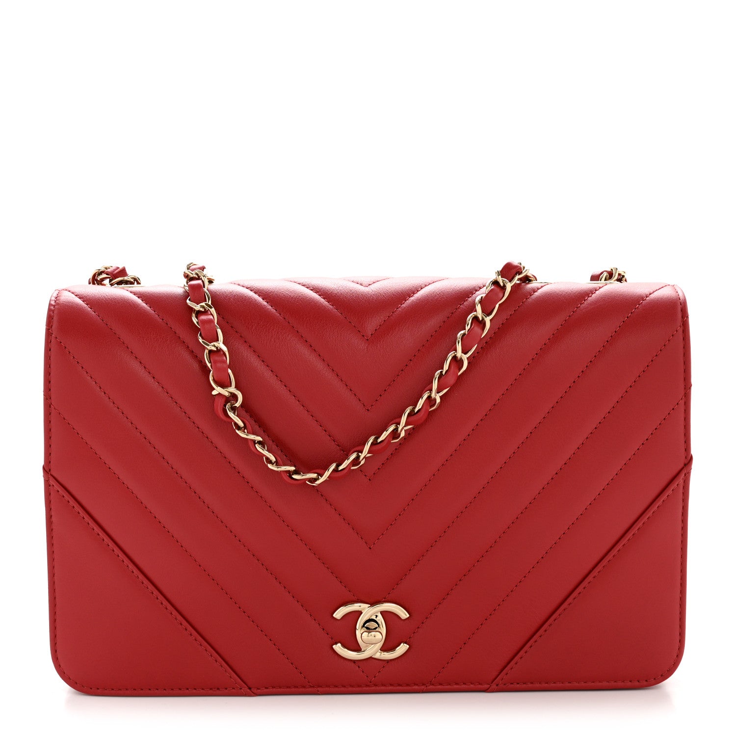 Chanel Calfskin Chevron Quilted Large Statement Flap Red 1 of 12