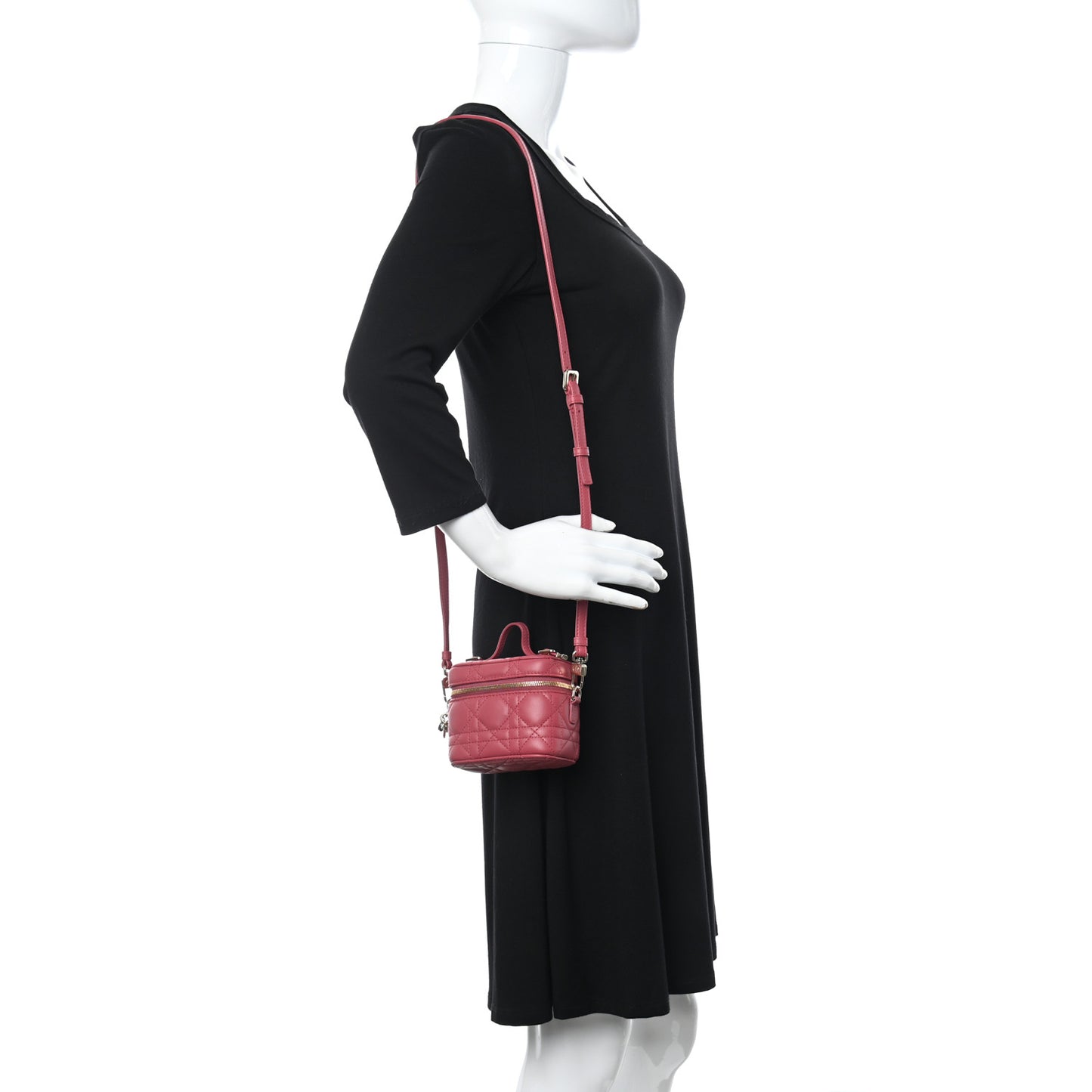 Lambskin Cannage Micro Vanity Case Strawberry Pink