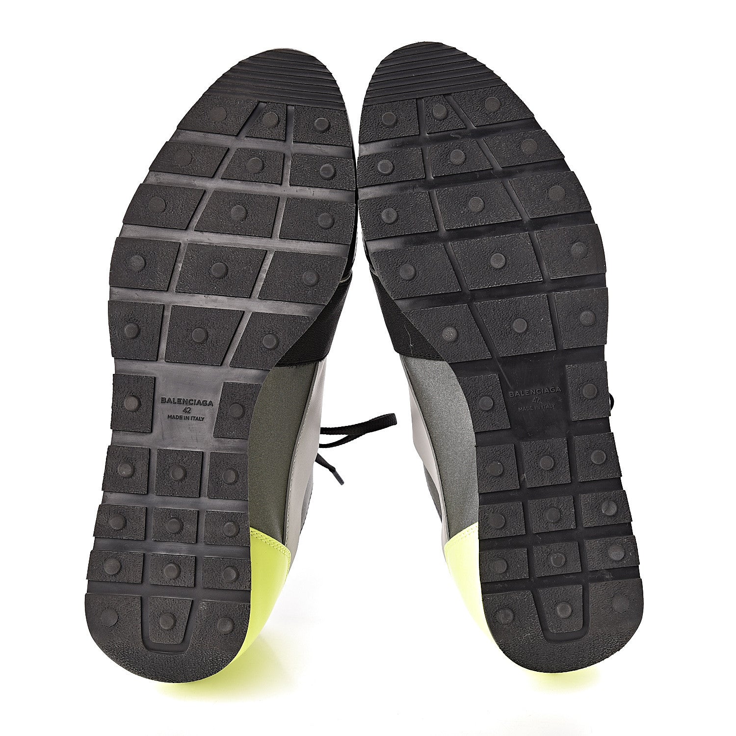 Balenciaga Mesh Calfskin Womens Race Runner Sneakers 42 Black Gris Jaune Fluo 7 of 13