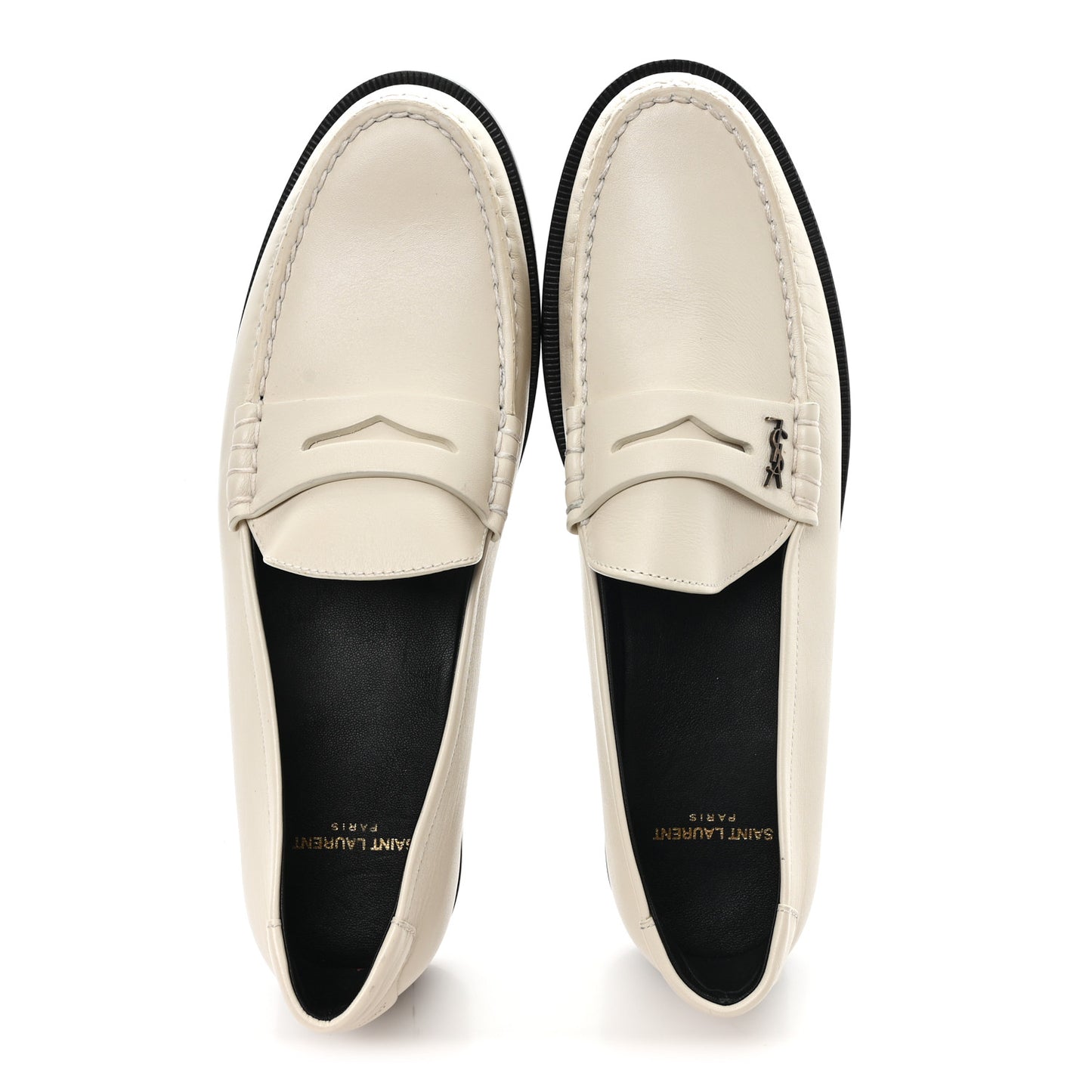 Calfskin Penny Loafers 41.5 Pearl