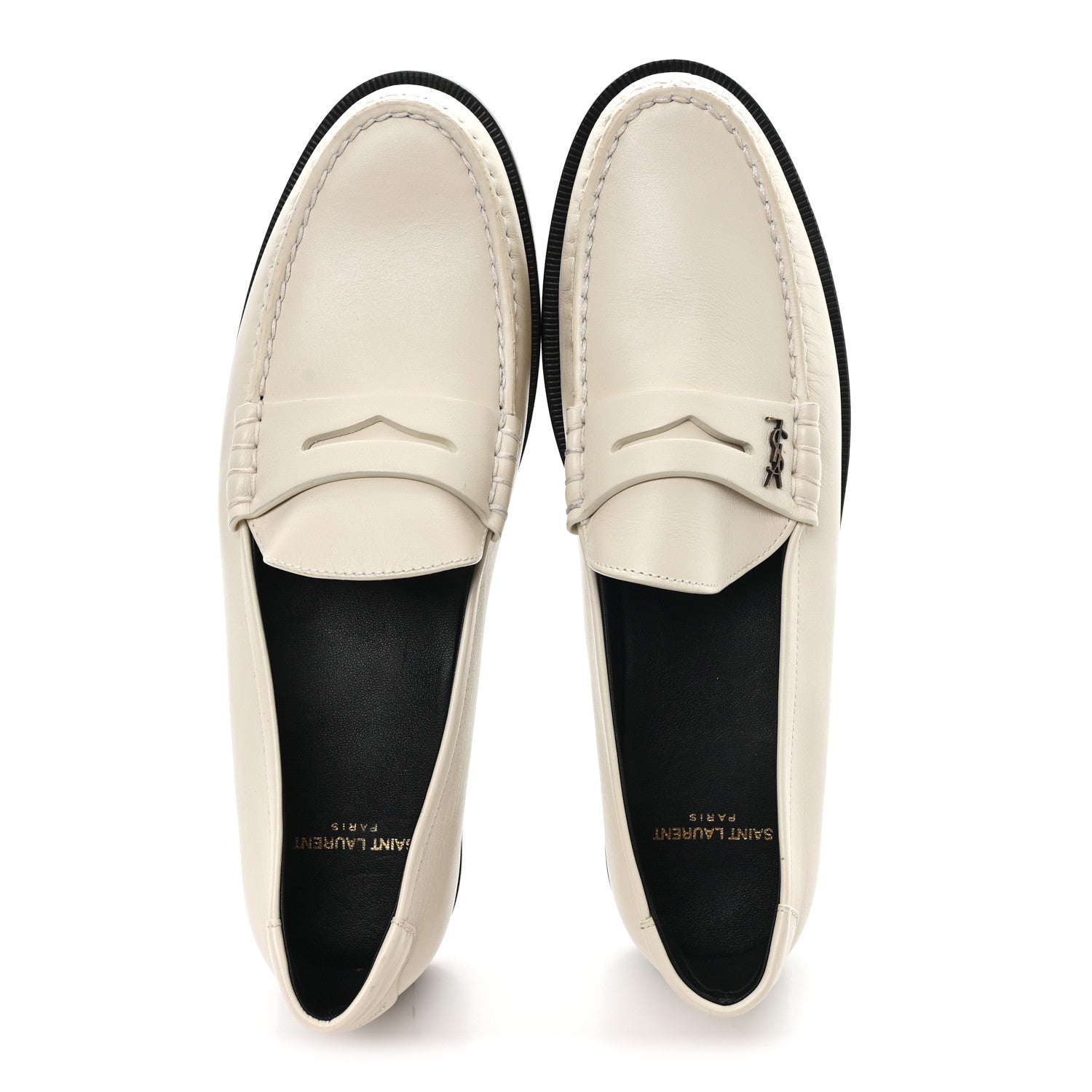 Saint Laurent Calfskin Penny Loafers 41.5 Pearl 2 of 10