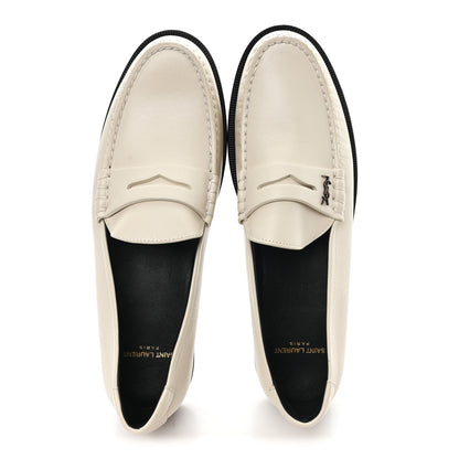 Saint Laurent Calfskin Penny Loafers 41.5 Pearl 2 of 10