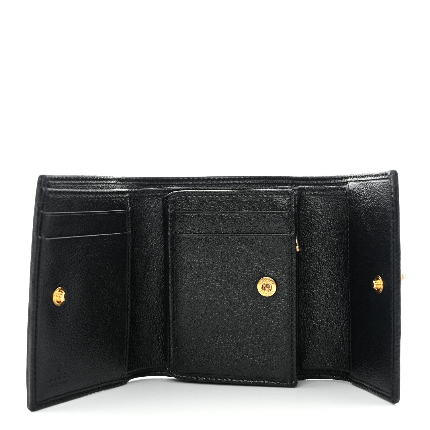 Gucci Textured Calfskin Web Rajah Trifold Black 5 of 10