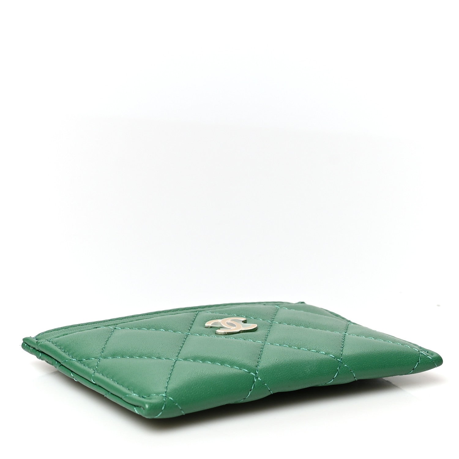 Chanel Lambskin Quilted Card Holder Green 3 of 9