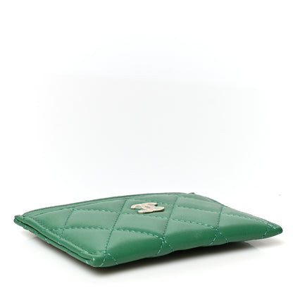 Chanel Lambskin Quilted Card Holder Green 3 of 9