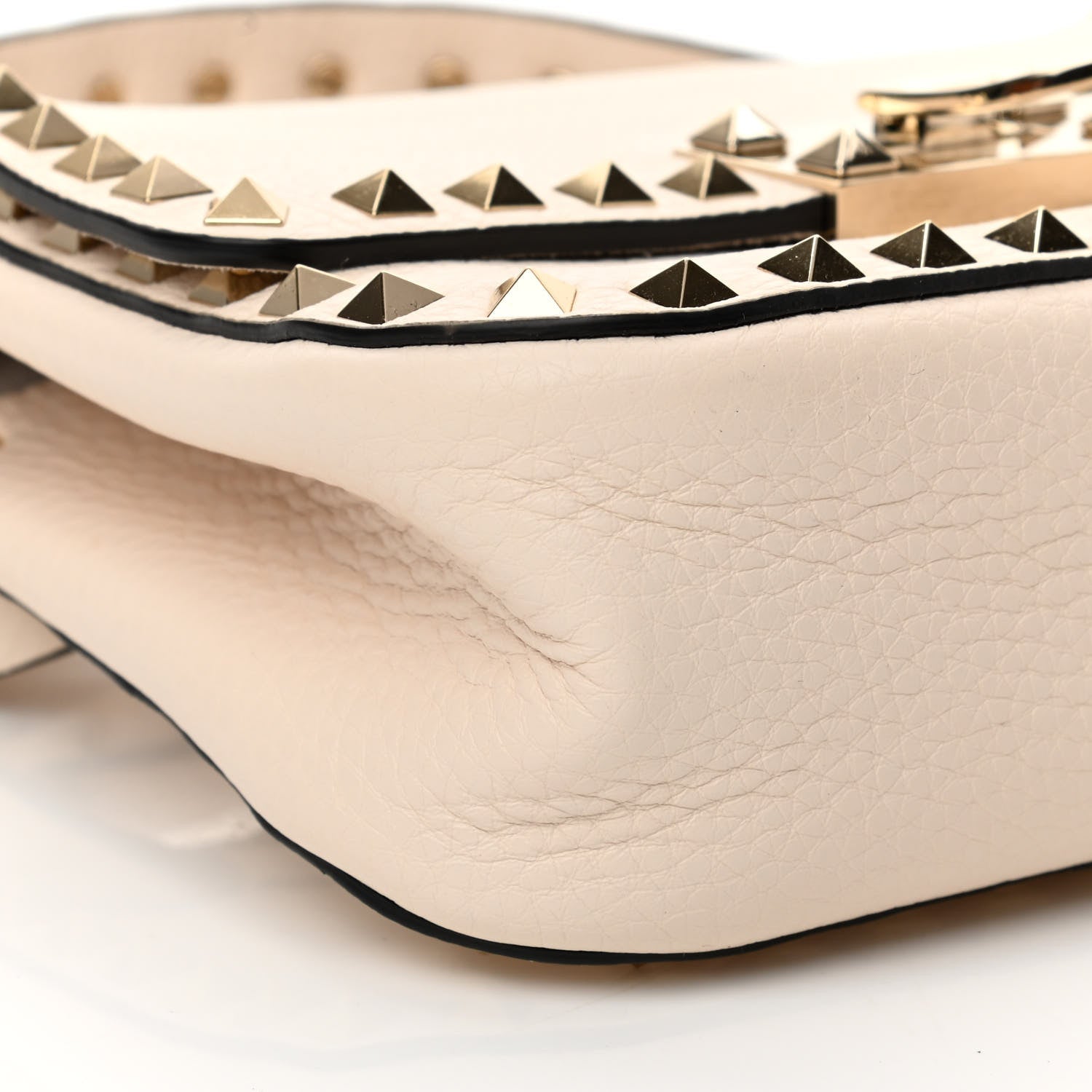 Valentino Garavani Grainy Calfskin Small Rockstud Top Handle Bag Light Ivory 9 of 11