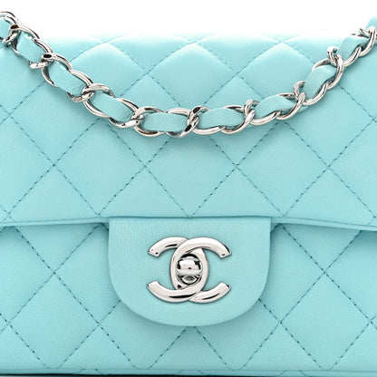 Chanel Lambskin Quilted Mini Rectangular Flap Light Blue 8 of 11