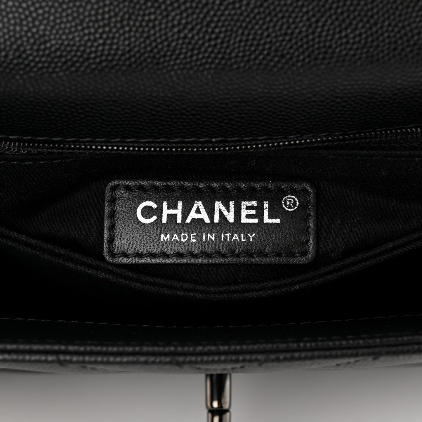 Caviar Chevron Quilted Mini Coco Handle Flap So Black